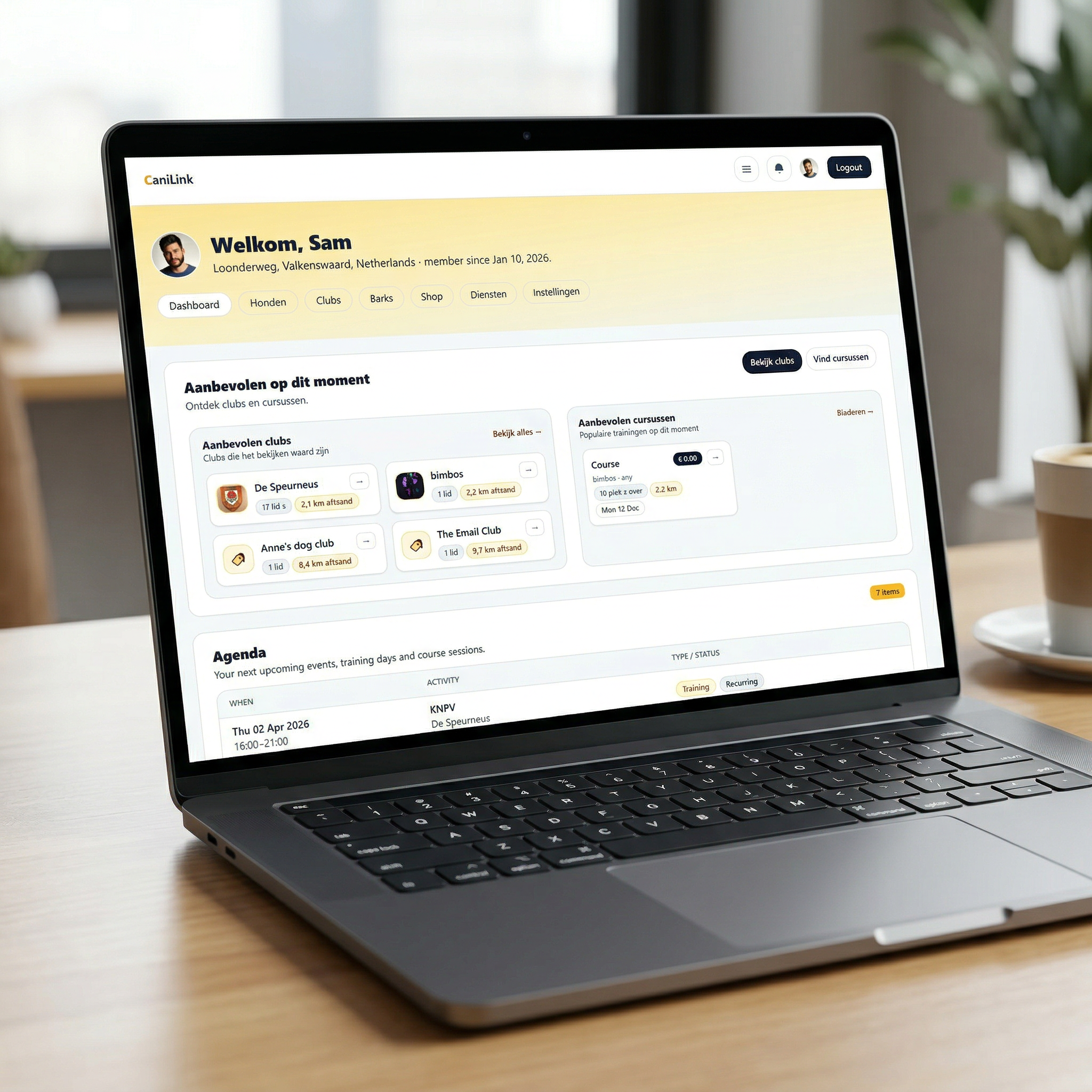 CaniLink desktop dashboard