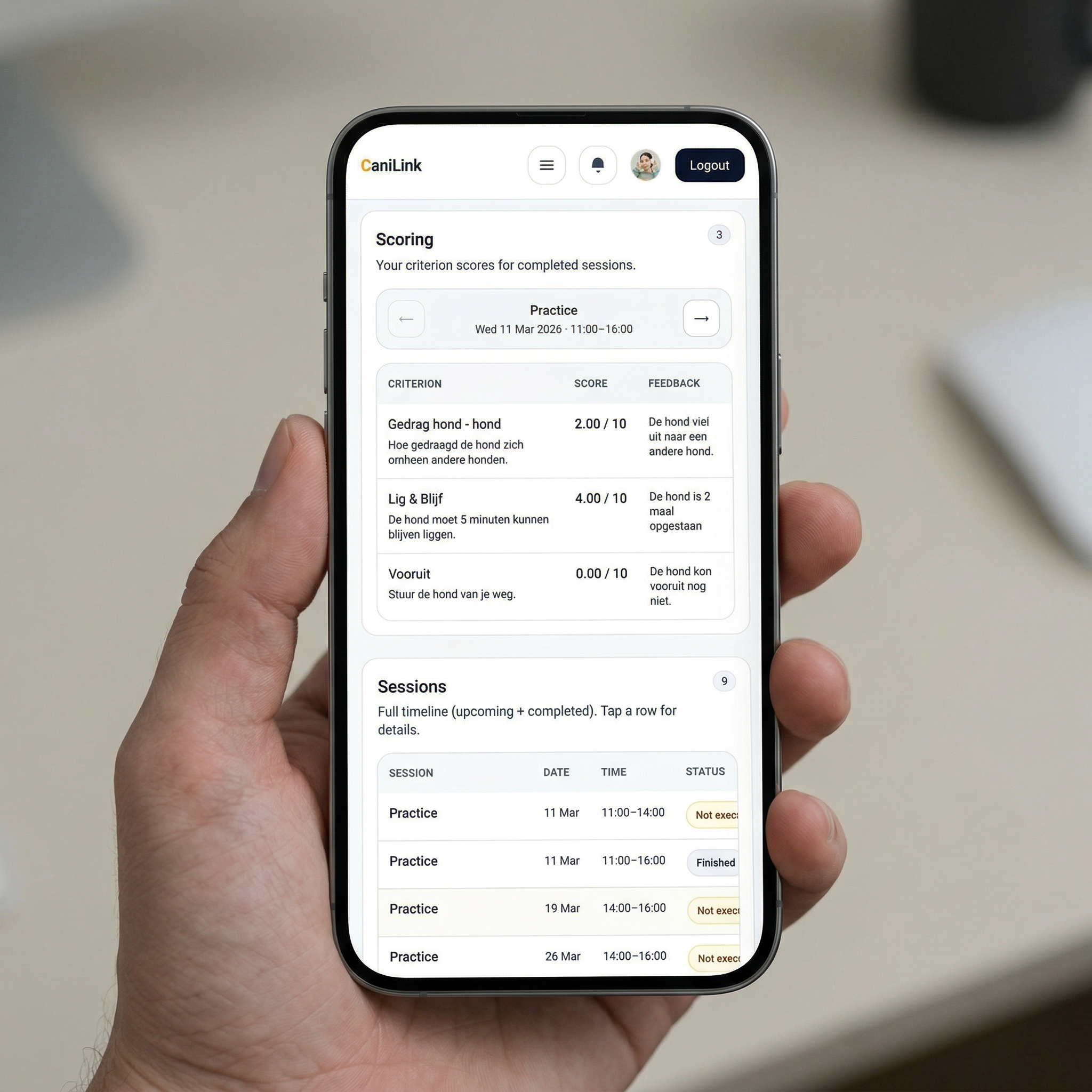 CaniLink mobile detail page